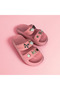 Women's Double-Strap Lightweight Sole Beach Pool Daily Home Slippers with Stone Accessories