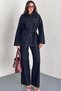 Women's Tie-Detail Oversized Jacket and Pants Denim Set - 4