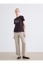 Nevavm Women's T-Shirt with Oval Collar and Butterfly Embroidery - 2