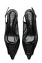 Sereny Women's Black Patent Leather Mesh Detailed Buckle Slingback Pointed Toe 6 cm Thin Heeled Shoes - 3