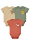 3-Piece Pocket Fox Animal Printed Short Sleeve 0-36 Months Snap Fastener Bodysuit - Orange