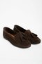 Women's Genuine Leather Dark Brown Tasseled Daily Stylish and Comfortable Ballerinas - 2