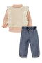 Luxury Textile Ruffle Sweater 3-Piece Denim Set 6-18 Months - Powder - 2