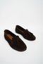 Women's Genuine Leather Dark Brown Tasseled Daily Stylish and Comfortable Ballerinas - 4