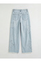Blue Wideleg Embroidered Girls' Jean Pants - 3