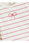 Ecru Crew Neck Striped Baby Girl T-Shirt and Leggings - 6