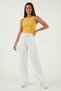 Cotton Waist-Tied High-Waisted Wide-Leg Regular Fit Pants with Pockets Pants 668Yp4 - 3