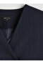 Navy Double-Breasted Collar Striped Women's Classic Vest