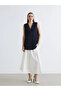 Navy Double-Breasted Collar Striped Women's Classic Vest - 4