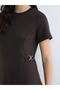 Crew Neck Ornamented Belt Detailed Mini Dress (S6) - 5