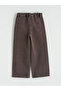 Brown Girls' Jean Pants with Adjustable Elastic Waist - 4