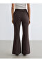 Brown Elastic Waist Spanish Leg Women's Trousers - 2