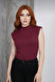 Women's 3-Piece Half Turtleneck Badi Lycra Zero Sleeve Sleeveless Bodysuit Black - Burgundy - Beige - 2