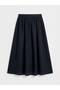Black Zippered Waist Drawstring Flared Skirt (S6) - 2
