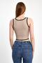 Front Zipper Contrast Ribbed Crop Tank Top – Stretchy Fabric, Modern and Trendy Design - 8