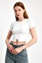 Front Ring Crop Blouse – Stretchy Fit, Metal Accessory Detail - 8