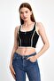 Front Zipper Contrast Ribbed Crop Tank Top – Stretchy Fabric, Modern and Trendy Design - 2