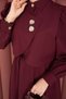 Bolerolu Gold Buttoned Dress Set Burgundy - 5