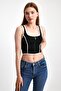 Front Zipper Contrast Ribbed Crop Tank Top – Stretchy Fabric, Modern and Trendy Design - 6