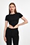 Asymmetrical Cut Crop T-Shirt with Stitching Detail – Stretchy Fabric, Trendy Fit - 6