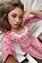 Pink Lace Collar Detailed Ornate Buttoned Long Sleeve Pajama Set - 3