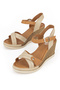 , Women's Genuine Leather Wedge Heel Sandals 161992Z505 Beige - 5