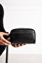 Black Genuine Leather Men's Shaving Hand Portfolio&Clutch Care Bag - 2