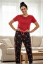 Women's Thin Tencel Velvet Pipe Leg Comfortable Cut Plaid Pajama Bottoms