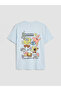Blue Crew Neck Spongebob Printed Women's T-Shirt (S6) - 2