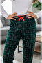 Women's Thin Tencel Velvet Pipe Leg Comfortable Cut Plaid Pajama Bottoms - 2