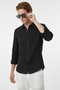 Black Comfortable Fit 100% Linen Men's Shirt – New Season Shirt with Summer Line Pattern 2602616 - 2