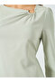 Green Asymmetric Neck Long Sleeve Maxi Dress - 4