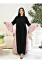 Women Color Block Pink Ruffled Sleeve Jalabiya - 3
