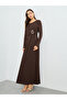 Brown Ruched Detail Long Sleeve Maxi Dress - 3
