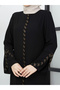 Black Embellished A-Line Abaya - 3