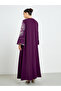 Burgundy Embroidered Sleeve A-Line Abaya - 5