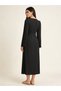 Black Embellished A-Line Midi Dress - 4