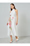 White Floral Print Sleeveless Midi Dress - 3