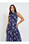 Purple Floral Maxi Dress with Tie-Belt - 2
