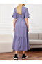 Purple Embellished Belted Ruffle Midi Dress - 4