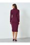 Women Burgundy Ribbed Bodycon Midi Dress - 4