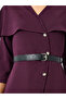 Burgundy A-Line Midi Dress with Cape Detail - 4