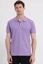 Men's Slim Fit 100% Cotton Short Sleeve Polo Collar Purple T-Shirt - 3