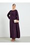 Purple Foil Print A-Line Jalabiya with Pockets - 4