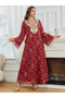Burgundy Rhinestone Embellished A-Line Jalabiya - 3
