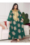 Women Green Embroidered A-Line Jalabiya