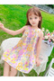 Girls Floral Print Sleeveless Dress - 3