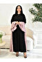 Women Color Block Pink Ruffled Sleeve Jalabiya