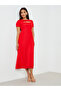 Red Lace Overlay Cut-Out Midi Dress - 3