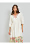 Women Cream Floral Embroidered A-Line Maxi Dress - 2